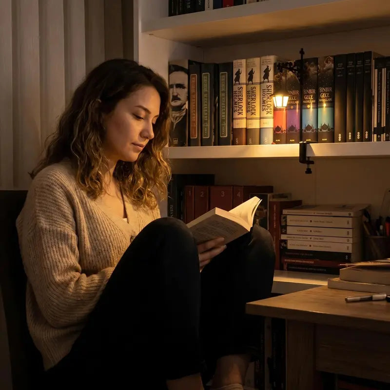 Library Lantern – Miniature Hanging Bookshelf Lamp, Warm LED Reading Nook Light & Literary Decor