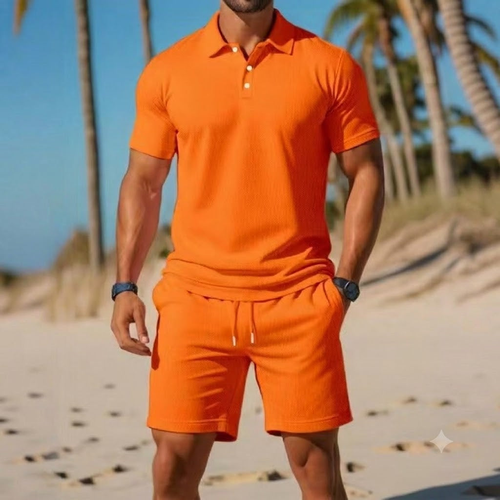 ☀️ Stay Cool & Look Sharp — Men's 2-Piece Polo & Shorts Set