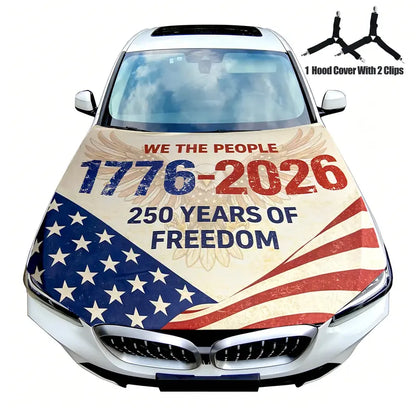 American Flag Car Hood Cover - America 250th Anniversary PatrioticVehicle Decoration for Independence Day & Memorial Day