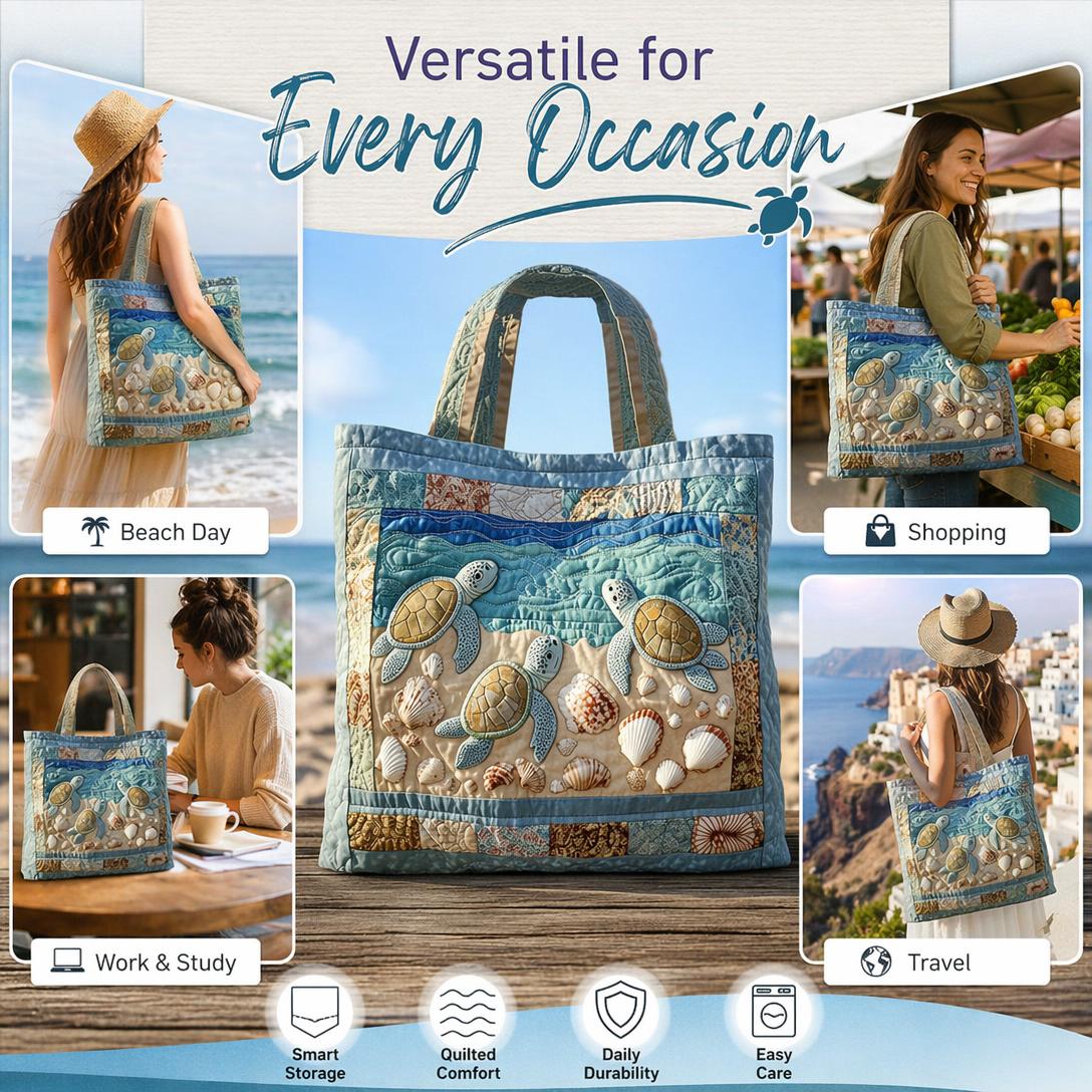 Turtle Haven Printed Oxford Tote Bag, 600D Canvas Shoulder Bag for Daily Use, Shopping, Travel & Work