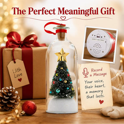 🎄 Recordable Christmas Tree Message in a Bottle – Personalized Holiday Keepsake Gift