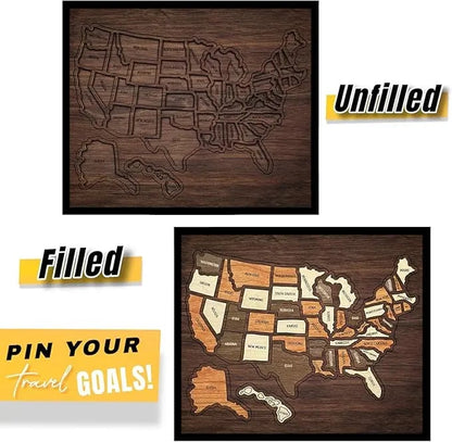👍Wooden USA Travel Map Puzzle