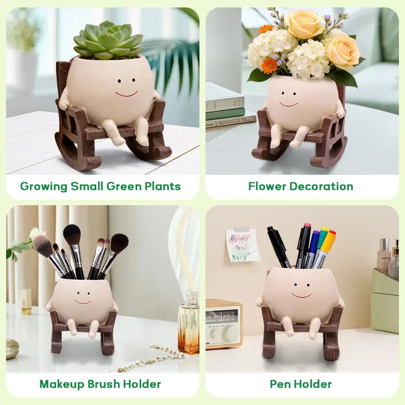 🌼 Cartoon Chair Resin Vase – Adorable Flower Pot & Home Decor