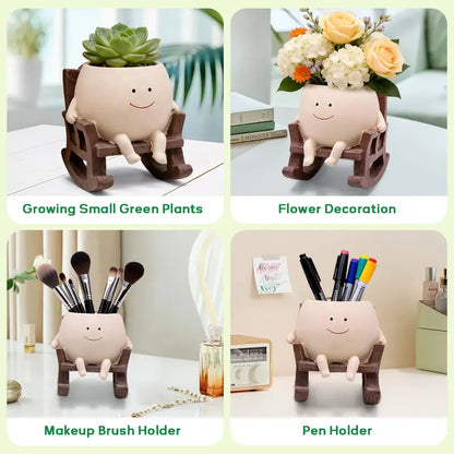 🌼 Cartoon Chair Resin Vase – Adorable Flower Pot & Home Decor