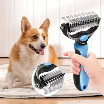 Pet Dematting Undercoat Rake – Double-Sided Grooming Comb for Dogs & Cats