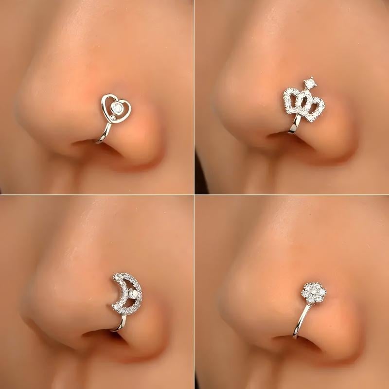 🔥2026 HOT SALE✨9pcs Nose Ring Jewelry Shape Nose Ring Copper Non Piercing Nose Rings