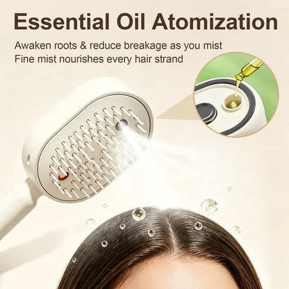 Cloudmades Electric Spray Air Cushion Massage Comb – Self-Cleaning Anti-Tangle Essential Oil Mist Hair Care Comb