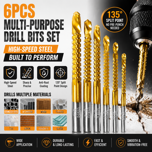 🔥HOT SALE 48% Off✨🛠️ 6-Piece Serrated Side-Cutting Drill Bit Set