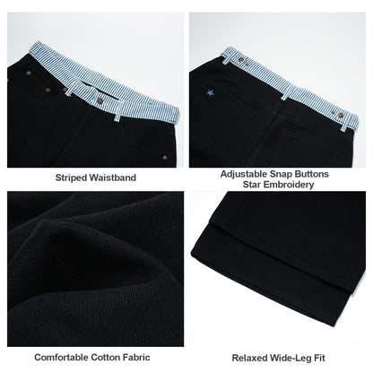 Adjustable Low-Rise Loose Barrel Leg Jeans