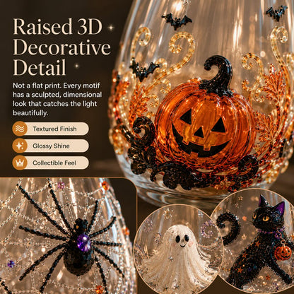 🎃👻 3D Halloween Glassware – Artisan Design, Luminous Glow, Perfect for Fall & Festive Sips