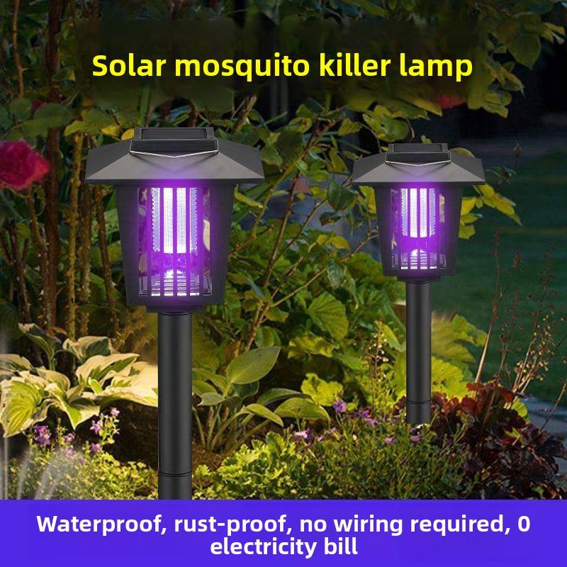 🔥Solar Powered Waterproof Bug Zappers with Non-Toxic Purple LED Light IP33😊