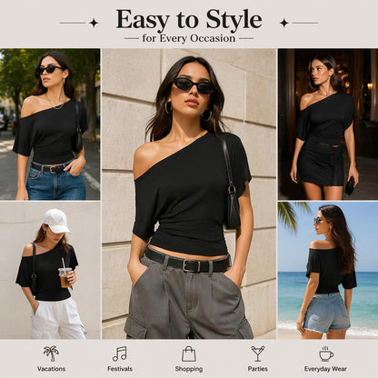 Women's Off-Shoulder Slim Fit Crop Top