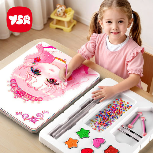 Special Diamond Painting & Princess Book Makeup Craft Kits Foil Art Books Set Play on Paper for Girl Handcraft Easter Gifts