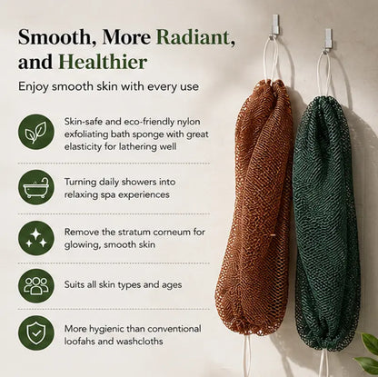 Summervibes African Exfoliating Net Bath Sponge for Deep Cleansing & Body Exfoliation