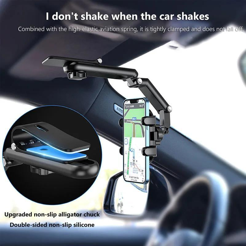 1080° Multi-function Sun Visor Universal 360 Degree Rotating Phone Holder exavon Suitable for Any Scene Car Holder - Rotatable and Retractable