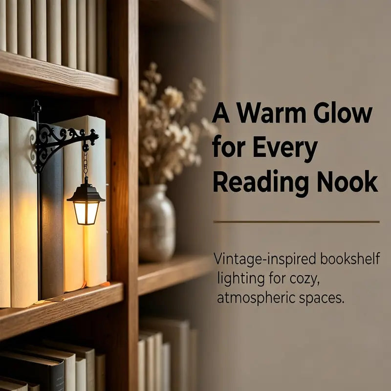 Library Lantern – Miniature Hanging Bookshelf Lamp, Warm LED Reading Nook Light & Literary Decor
