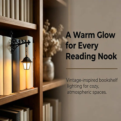Library Lantern – Miniature Hanging Bookshelf Lamp, Warm LED Reading Nook Light & Literary Decor