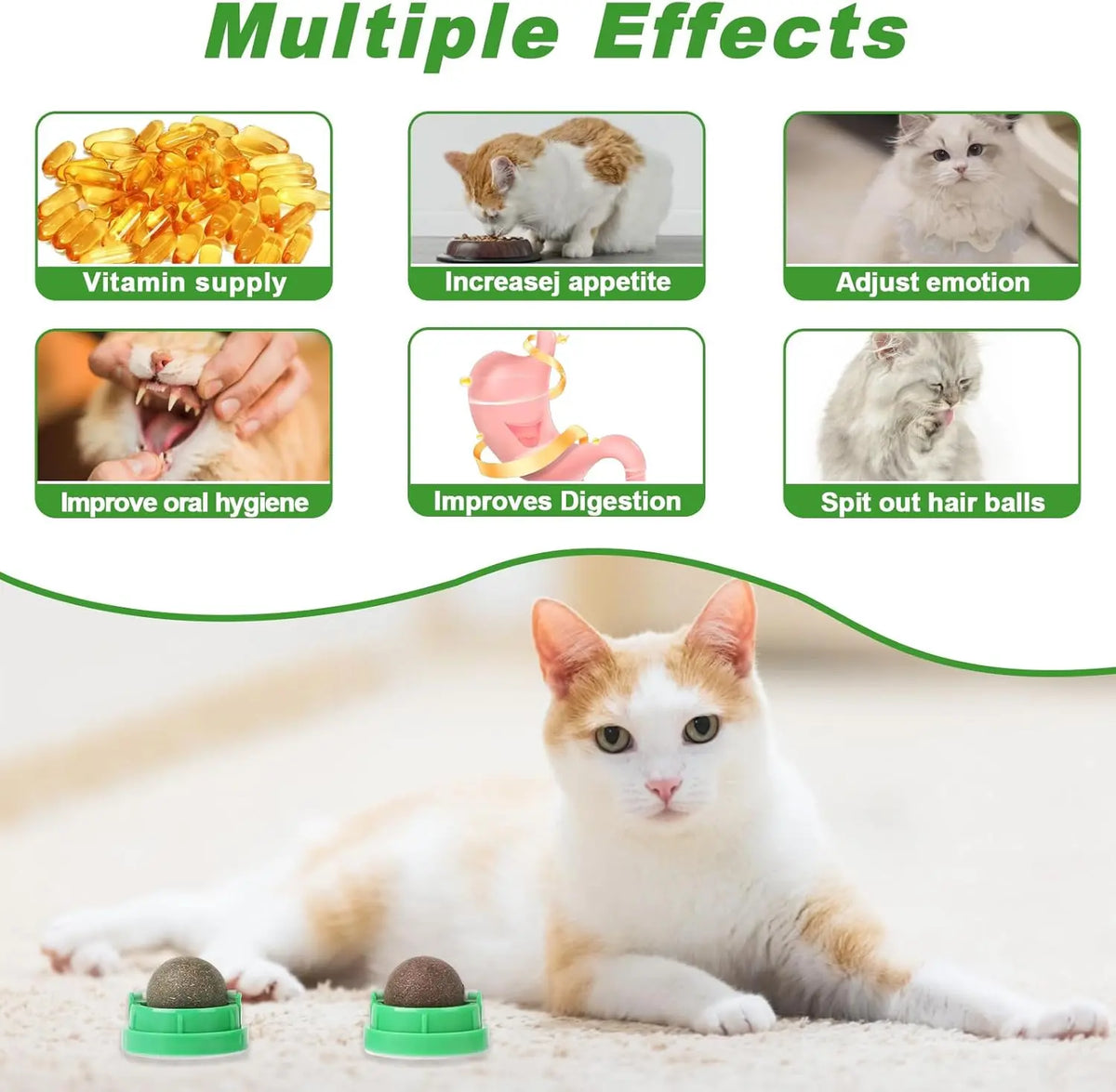 Catnip Toys Balls 4 Pcs, Extra Cat Energy Ball, Edible Kitten Silvervine Toys, Healthy Kitty Teeth Cleaning Dental Chew Toys, Cat Wall Treats Cat Stuf