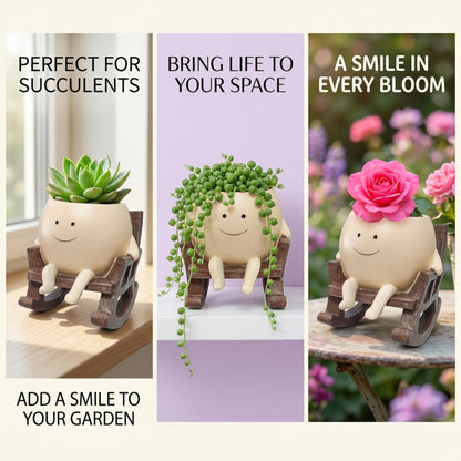 🌼 Cartoon Chair Resin Vase – Adorable Flower Pot & Home Decor