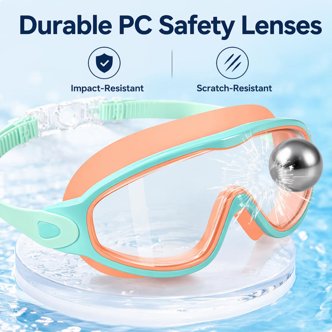 Kids Swim Goggles – Anti-Fog, UV Protection, Leakproof Swimming Goggles with Earplugs, Nose Clip & Protective Case