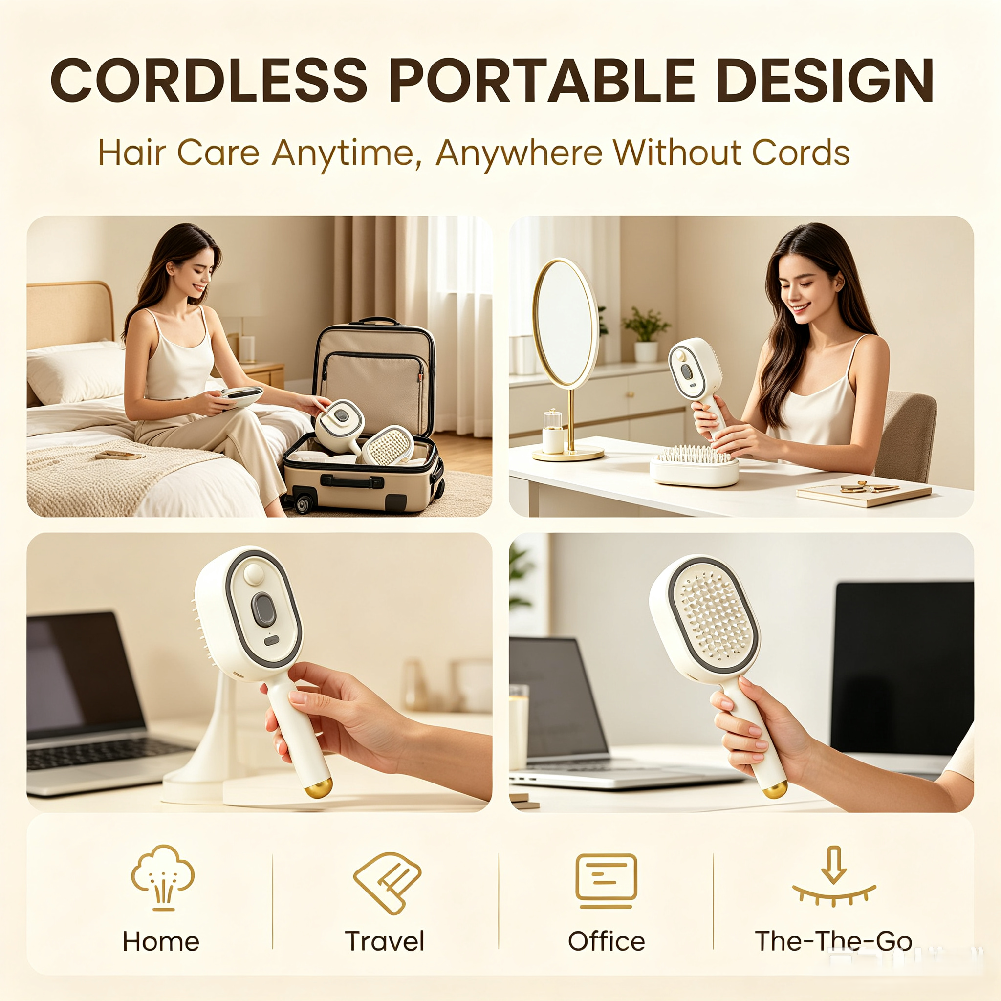 🔥Limited Time 50% OFF-Electric Nano Mist Spray Hair Brush, 3 in 1 Air Cushion Scalp Massager Comb With Essential Oil Atomization