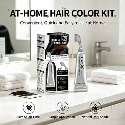 Fruit Extract Hair Dye Comb / Hair Dye Cream — Portable Home Use, Gentle Plant-Based Hair Dye for Full Hair Coloring, Reusable No Mix Hair Color