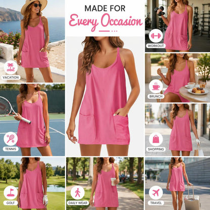 Sleeveless V-Neck Active Mini Dress