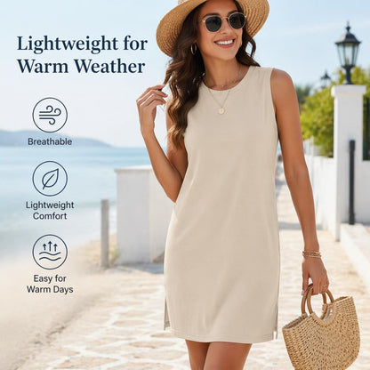Women's Crew Neck Sleeveless Summer Dress