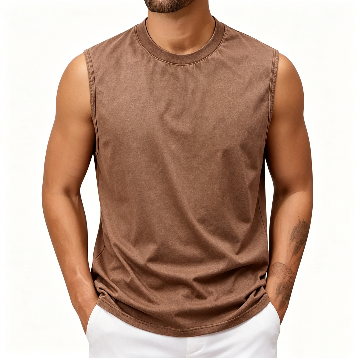 💪 Heavyweight Vintage Washed Gym Tank for Men | 100% Cotton Athletic Fit Muscle Undershirt