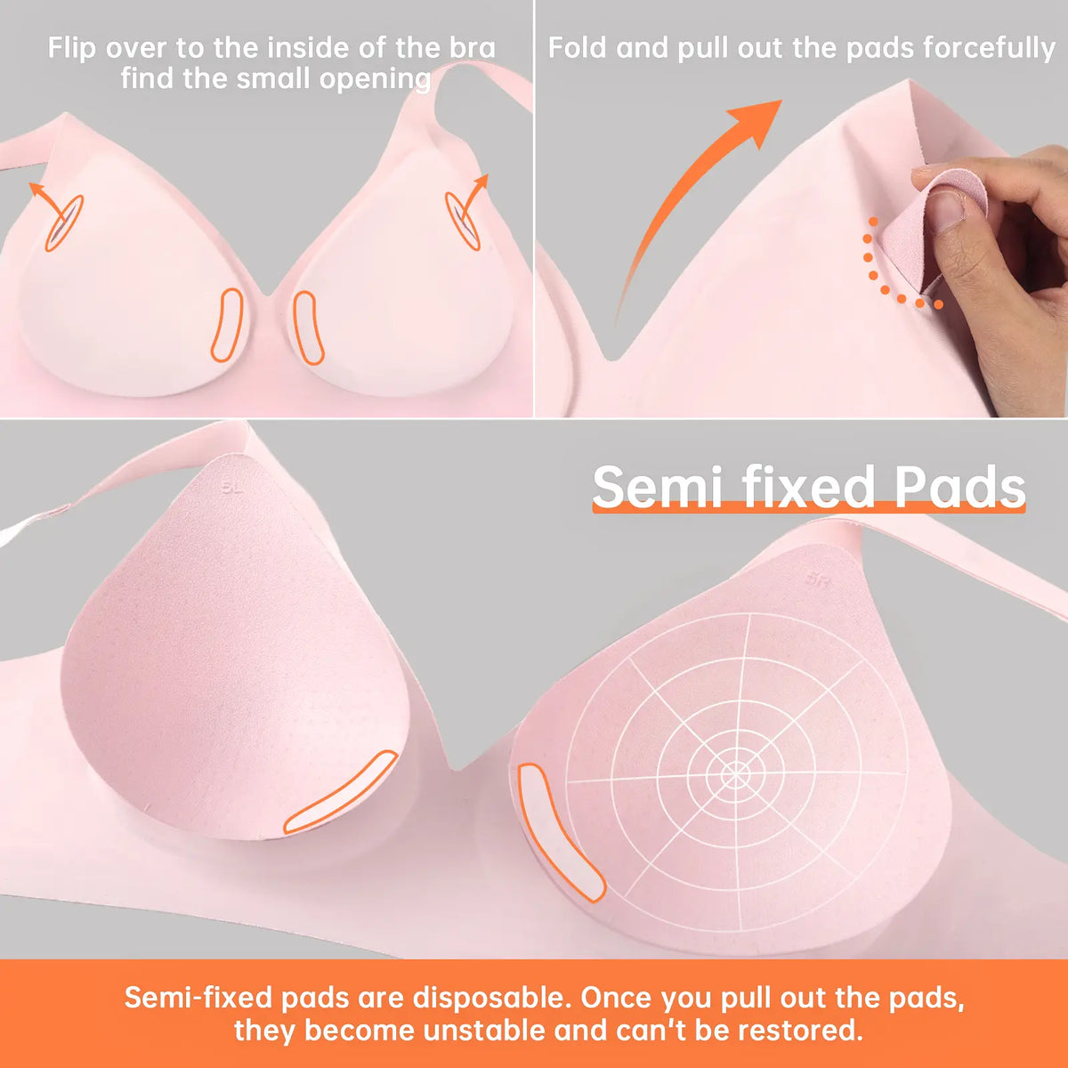 Womens Wireless Seamless Bras Deep V No Underwire Push Up Jelly Bras Supportive Full Coverage Bralettes Plunge T Shirt Bra