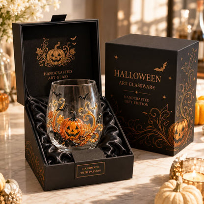 🎃👻 3D Halloween Glassware – Artisan Design, Luminous Glow, Perfect for Fall & Festive Sips