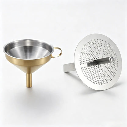✨Hot Sale 304 Stainless Steel Funnel with Filter Mesh – Kitchen Food Grade Metal Funnel for Oil, Alcohol, Jam & Spice Filling 🥄