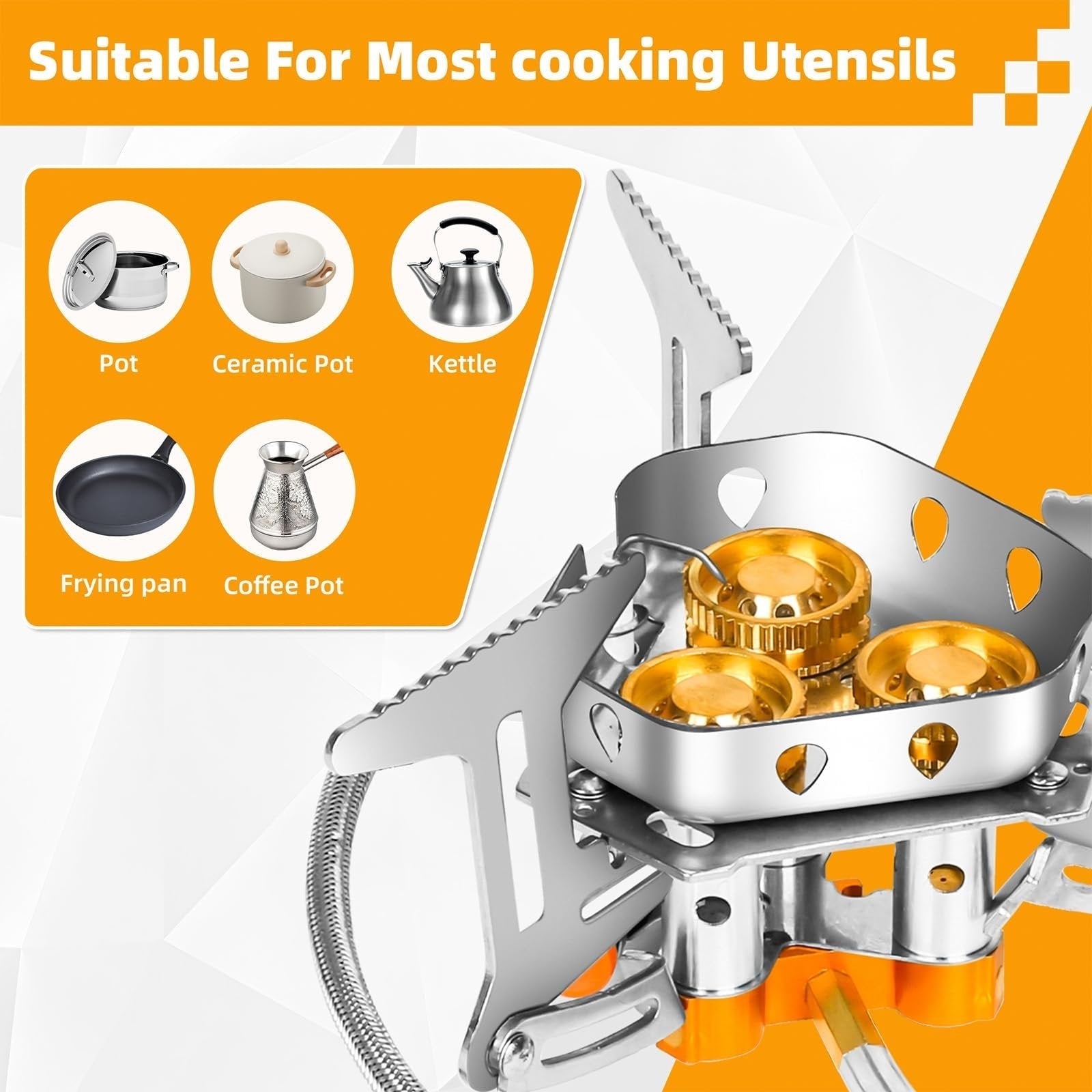🔥Hot Sale🌟Windproof Camping Stove, Camping Gas Stove with Piezo Ignition