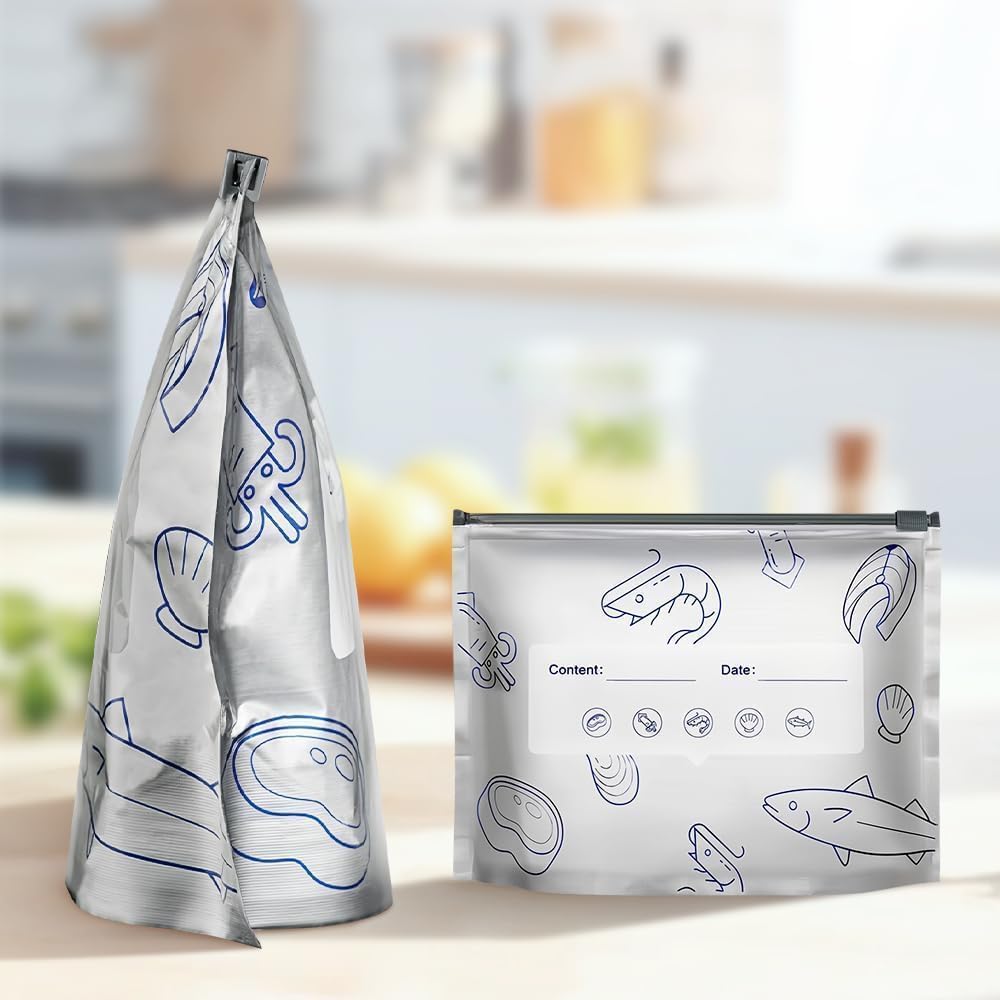 10PCS Reusable Aluminum Foil Food Storage Bags – Stand-Up Zip Lock Fresh-Keeping Bags