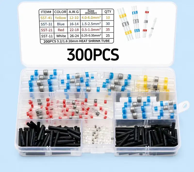 ⚡ 300PCS Waterproof Solder Seal Wire Connectors – Heat Shrink Butt Connectors with Self-Solder Function for Marine, Automotive & Stereo Wiring