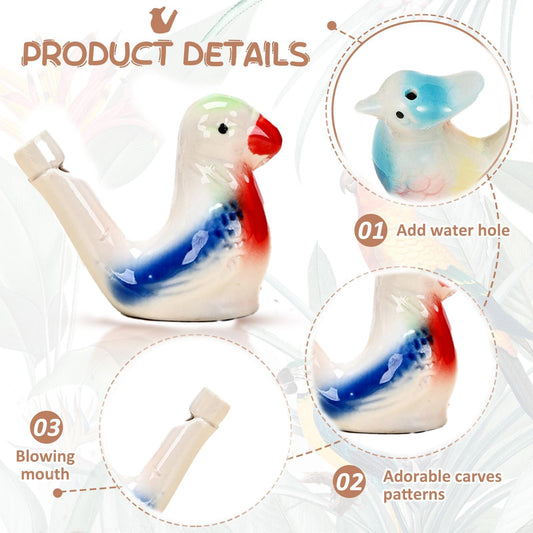 Ceramic Water Bird Whistles – Colorful Handcrafted Bird Call Toys for Kids & Adults (3PCS Set)