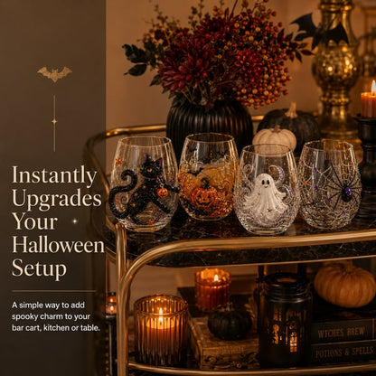 🎃👻 3D Halloween Glassware – Artisan Design, Luminous Glow, Perfect for Fall & Festive Sips