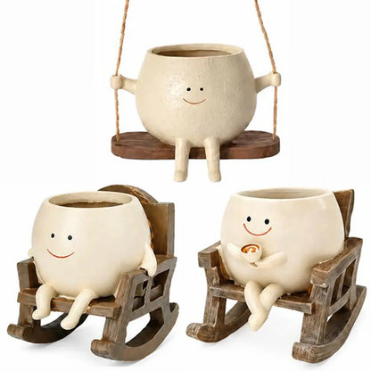 🌼 Cartoon Chair Resin Vase – Adorable Flower Pot & Home Decor