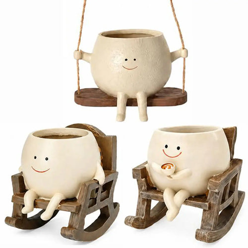 🌼 Cartoon Chair Resin Vase – Adorable Flower Pot & Home Decor