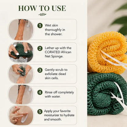 Summervibes African Exfoliating Net Bath Sponge for Deep Cleansing & Body Exfoliation