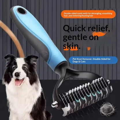 Pet Dematting Undercoat Rake – Double-Sided Grooming Comb for Dogs & Cats