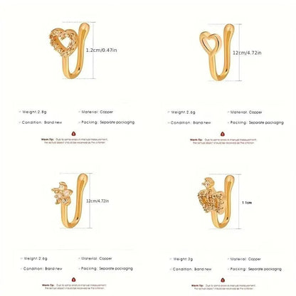 🔥2026 HOT SALE✨9pcs Nose Ring Jewelry Shape Nose Ring Copper Non Piercing Nose Rings