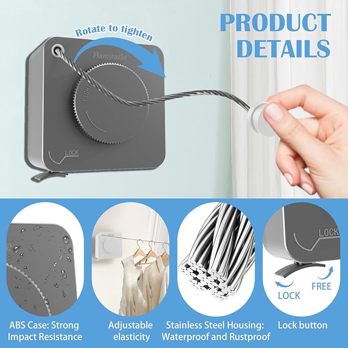 Retractable Clothesline (Suitable for Indoor/Outdoor Use)