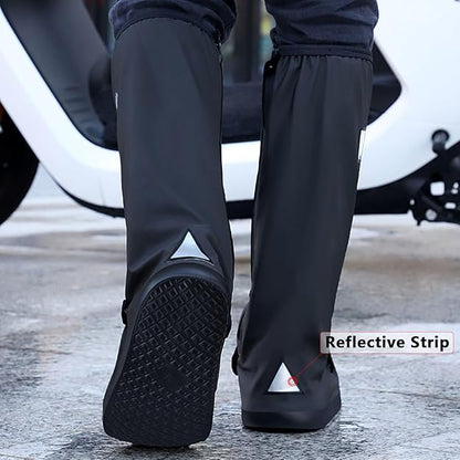 🌧️ Black Waterproof Rain Boot Shoe Cover with Reflector (1 Pair)