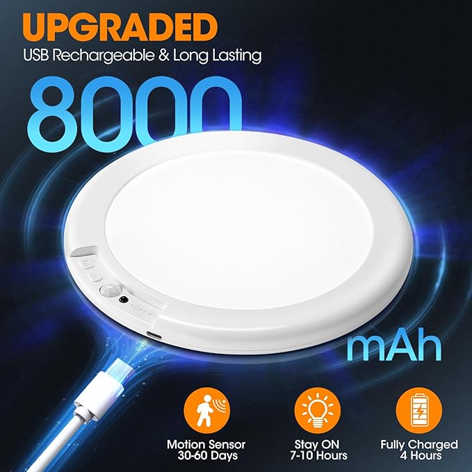 Magnetic Rechargeable Motion Sensor Ceiling Light with Remote