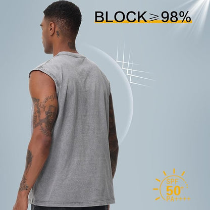 💪 Heavyweight Vintage Washed Gym Tank for Men | 100% Cotton Athletic Fit Muscle Undershirt