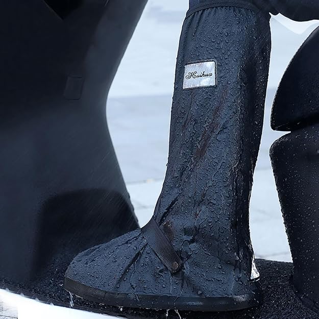 🌧️ Black Waterproof Rain Boot Shoe Cover with Reflector (1 Pair)