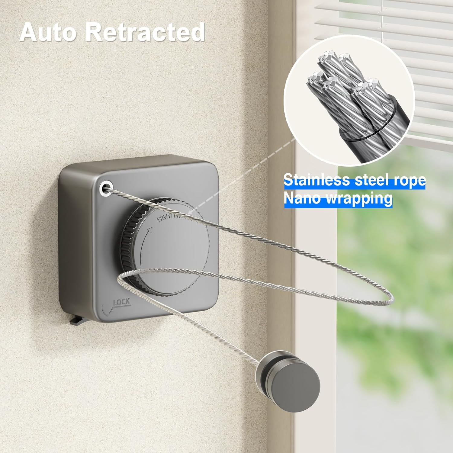 Retractable Clothesline (Suitable for Indoor/Outdoor Use)