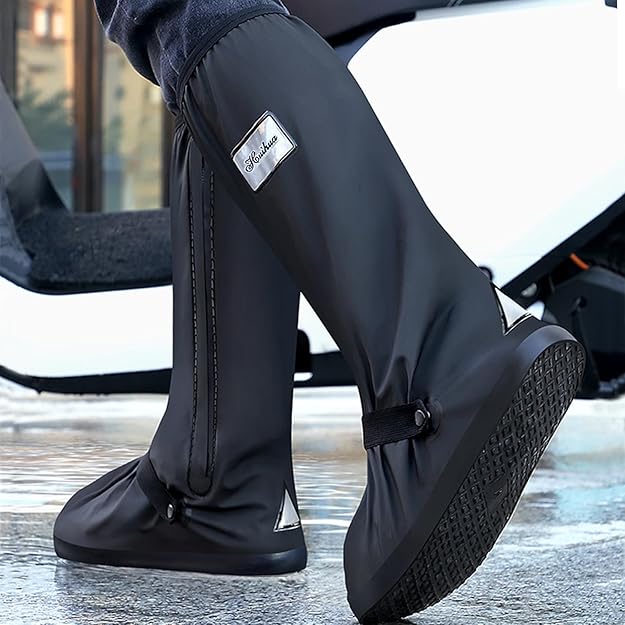 🌧️ Black Waterproof Rain Boot Shoe Cover with Reflector (1 Pair)