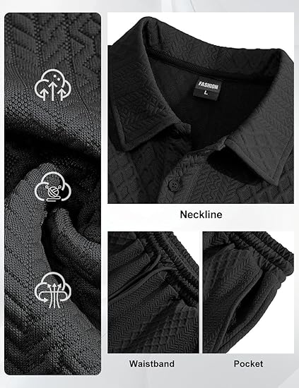 Men's 2 Pieces Outfits Casual Polo Shirt and Shorts Set